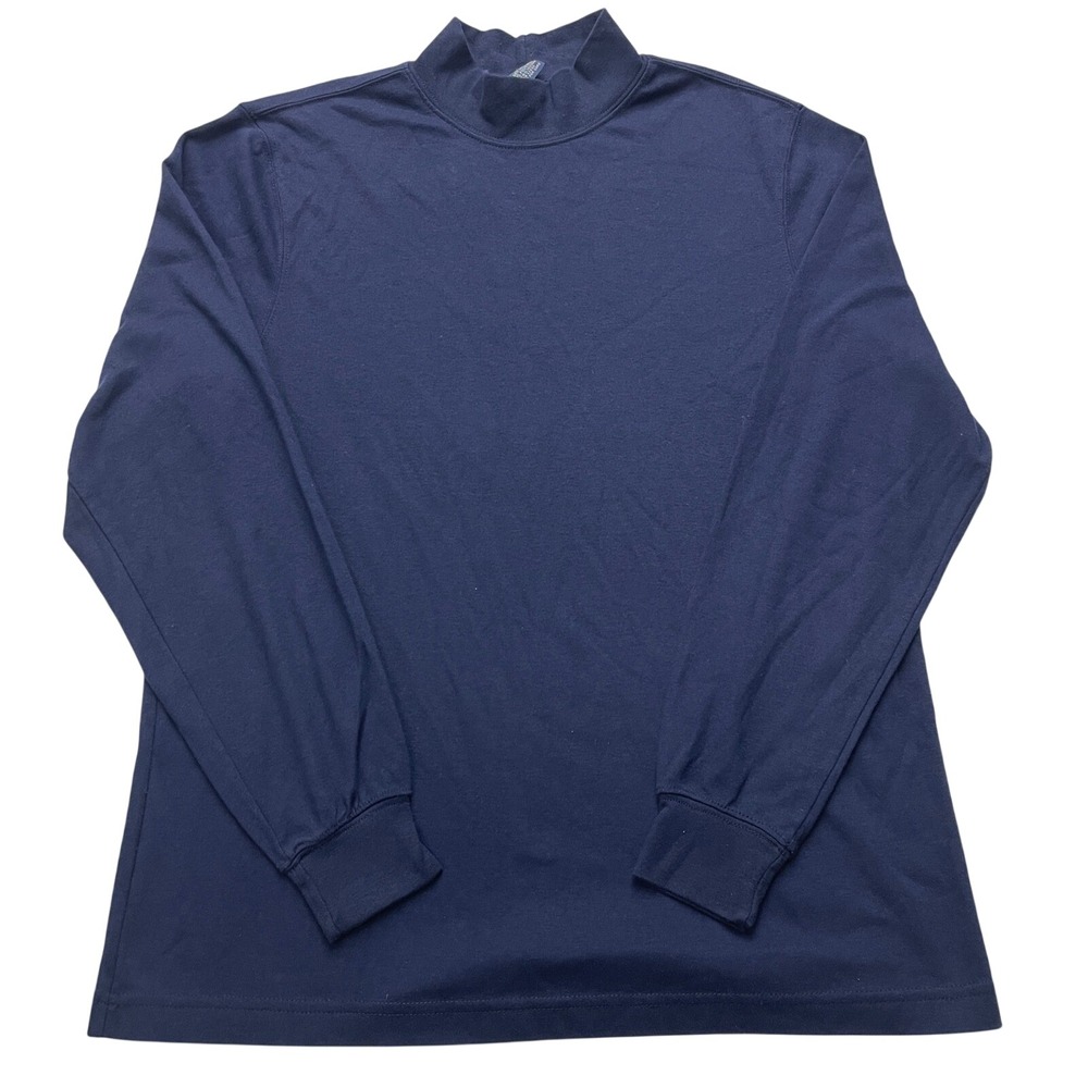 Lands End Top Medium‎ 10-12 Blue Mock Neck Turtleneck Long Sleeve Base Tee Shirt